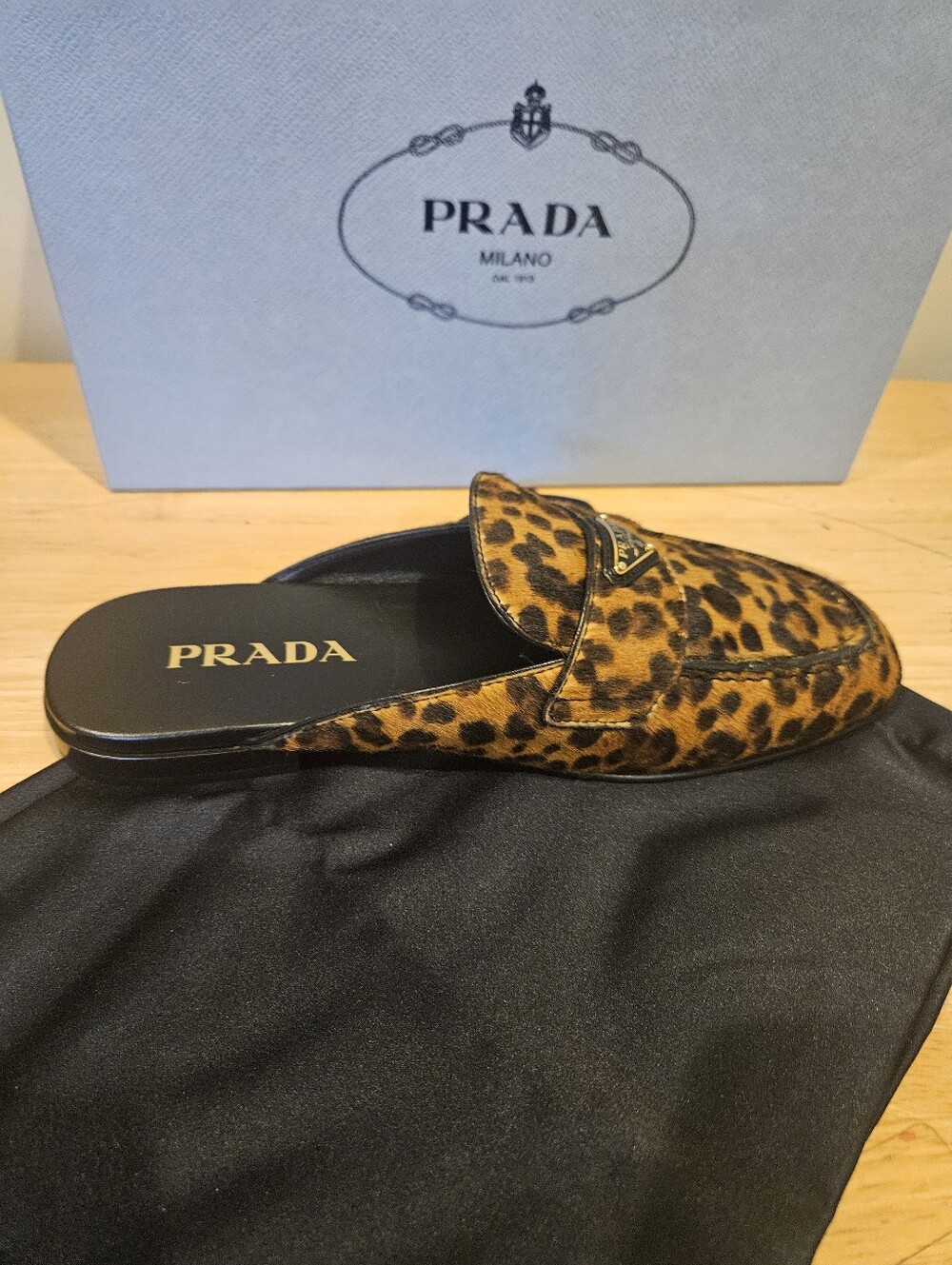 $1320 Prada Women's Leopard-Print Leather Mules Size 36.5 - Picture 7 of 10